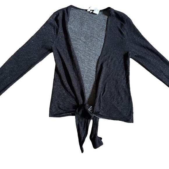 SKY AND SPARROW CHARCOAL GRAY WRAP FRONT / TIE FRONT CARDIGAN SIZE S - Picture 5 of 7